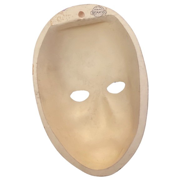 Rare Stonelite Venetian Wall Mask By Prof. BESSI; Hand Painted, Made In Italy - Picture 6 of 6